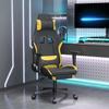 Vidaxl Gaming Chair with Footrest, Black-Yellow, Fabric
