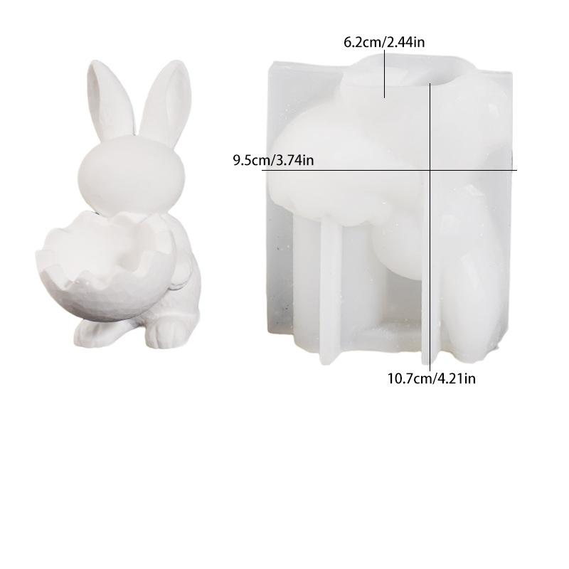 Egg Cup Mold White Eggshell Candle Holder Bunny Egg Tray Festive Easter Bunny Mold For Garden Decoration Party Supplies Home