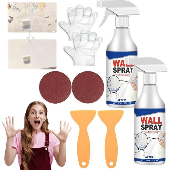 Magic Wall Repair Spray Set, Versatile Wall Repair Paint Wall Spray Paint, Water-Based Paint White Peel, Wall Mending Kit for Seamless Repairs - Dust