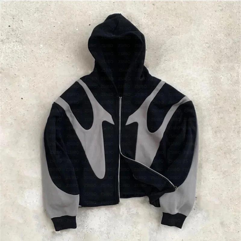 2024 Winter Retro Distressed Cross Design Heavyweight Pullover Hoodie