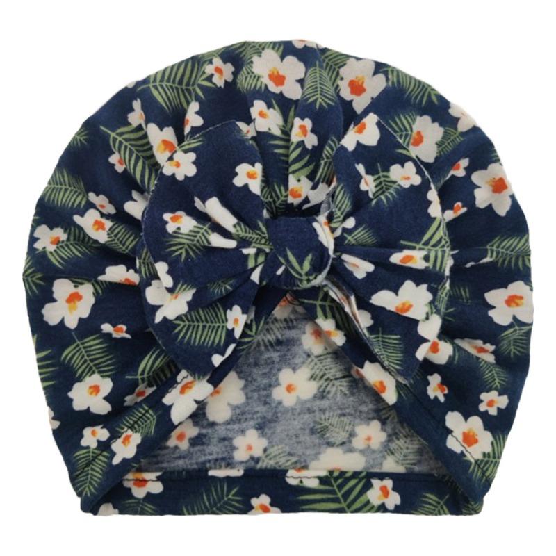 Winter Children's Bow Printed Hat Baby Girl Infant Thermal Hat Babyhat Children's Sunscreen Neck Protection