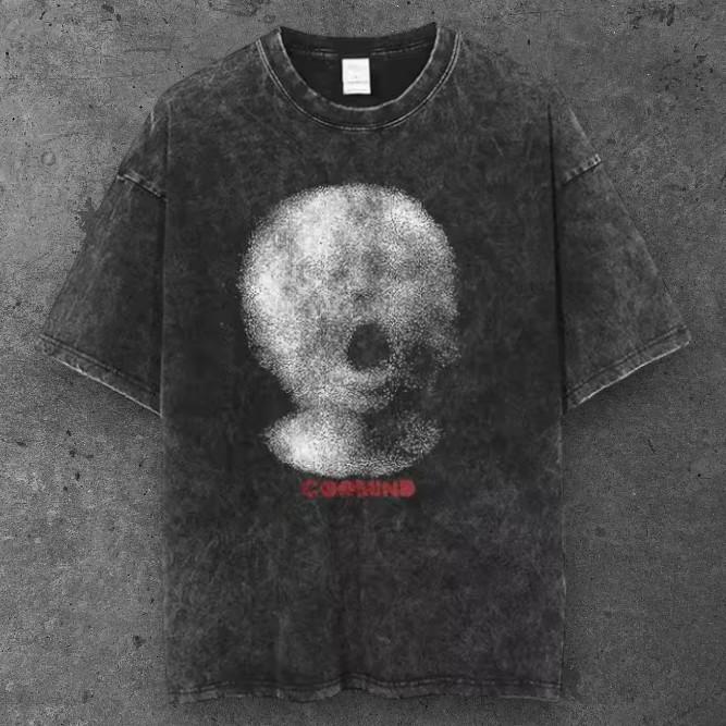 Mens Faded Screaming Figure Oversized T Shirt Black Y2K Streetwear S-3XL S разноцветный