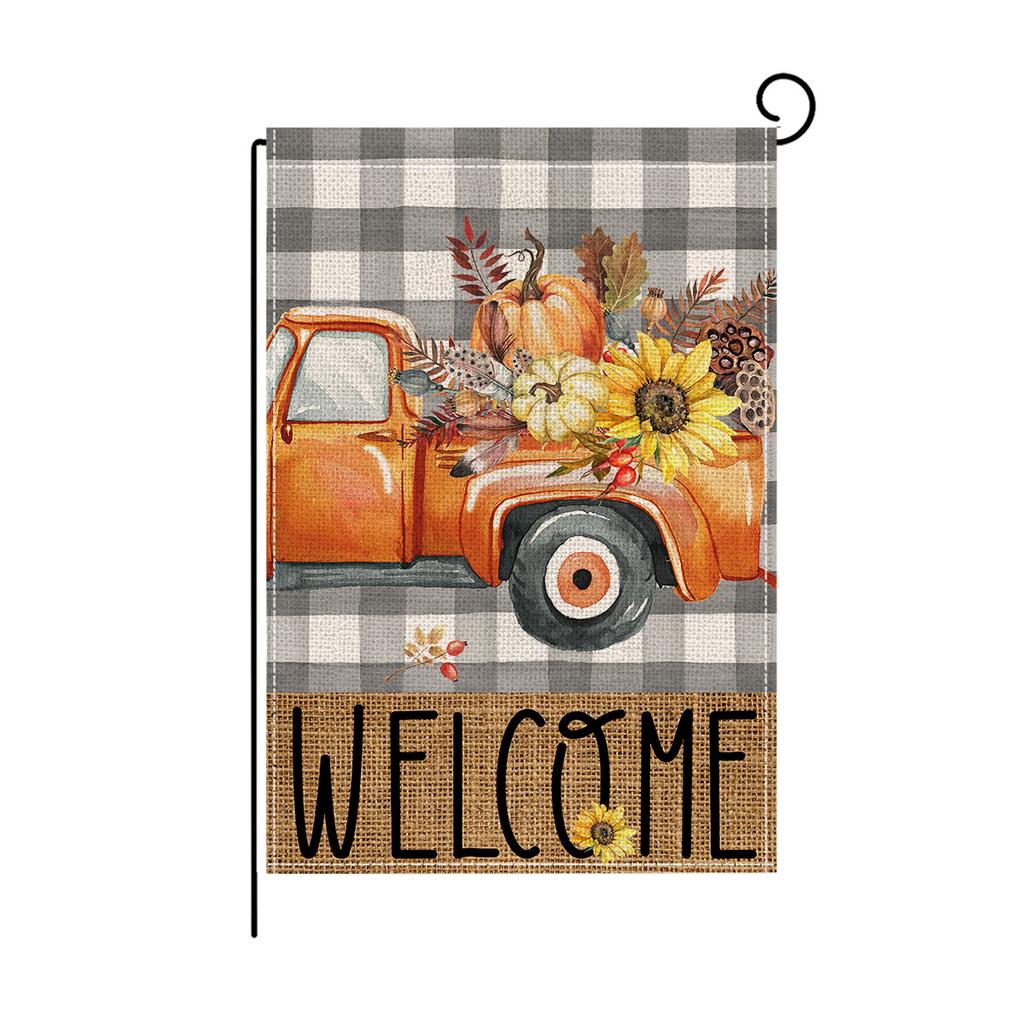 Flax Garden Flag Autumn Pumpkin Double-sided Printed Garden Decoration Small Flag Outdoor Display Flag