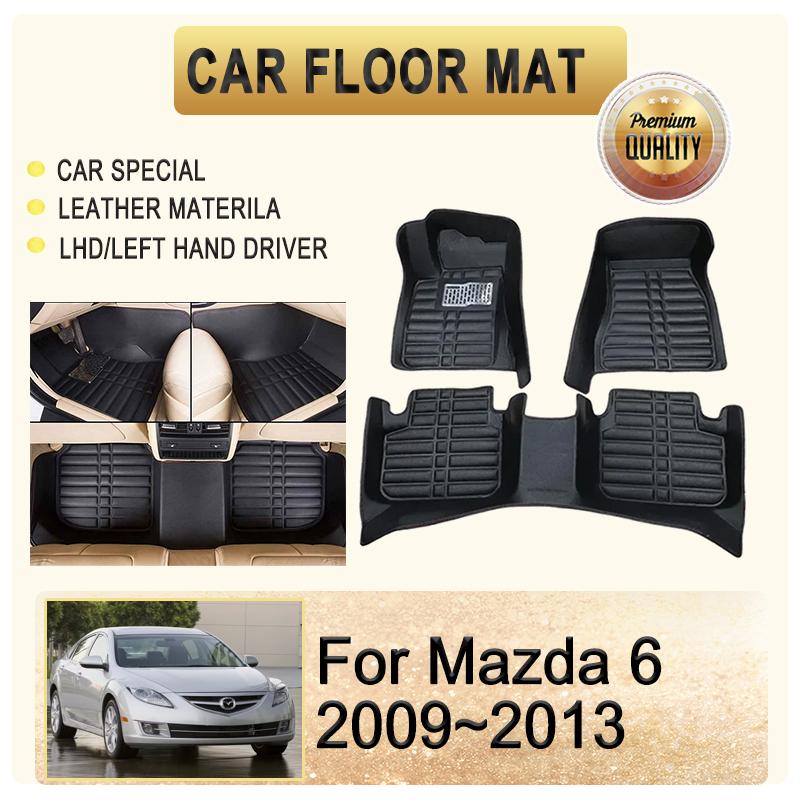 Car Floor Mats Fit For Mazda 6 Mazda6 GH1 GH 2009 2010 2011 2012 2013 Leather Pads Foot Carpets LHD Covers Rugs Auto Accessories