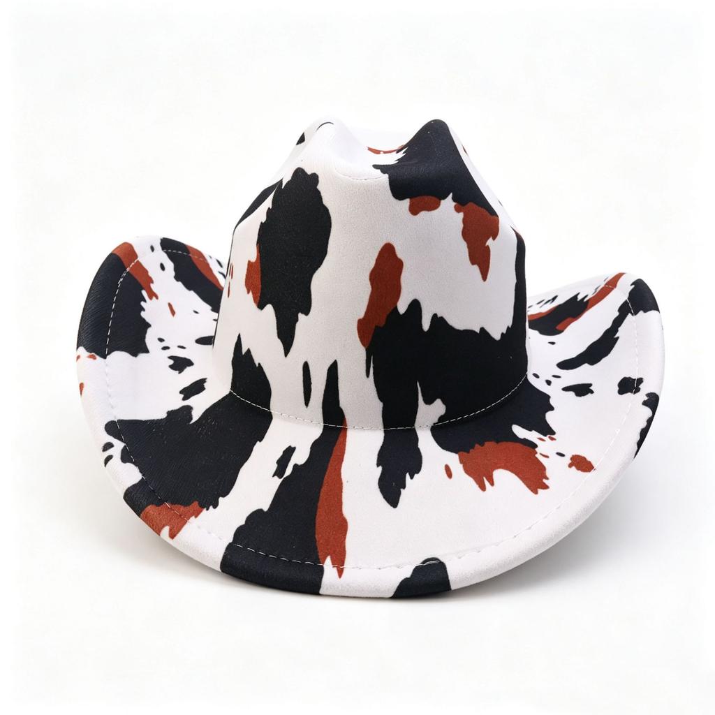 New Cow Pattern Denim Hat Men's and Women's European and American Retro Top Hat Outdoor Mountaineering Sun Protection Hat