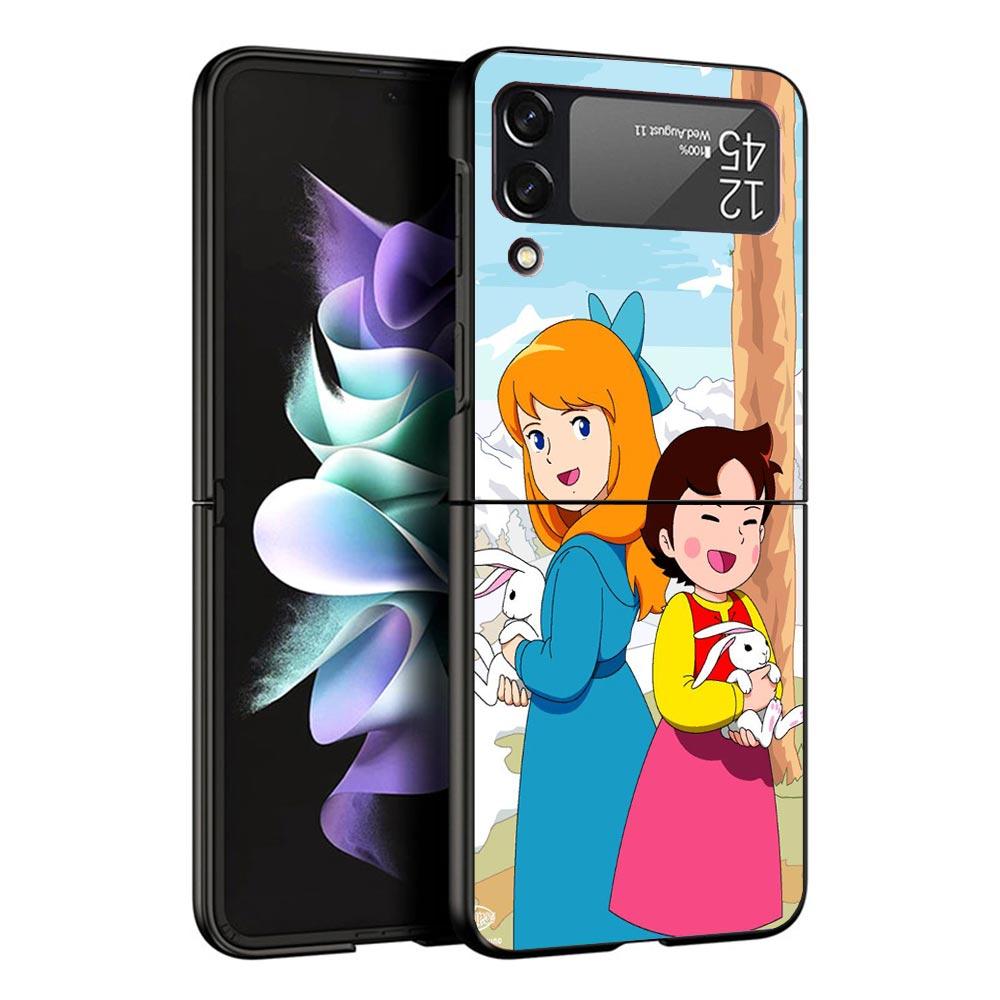 Heidi Cute Cartoon Black Phone Case For Samsung ZFlip7 ZFlip6 ZFlip5 ZFlip4 ZFlip3 5G Hard Protective Galaxy Z Flip 3 4 5 6 7
