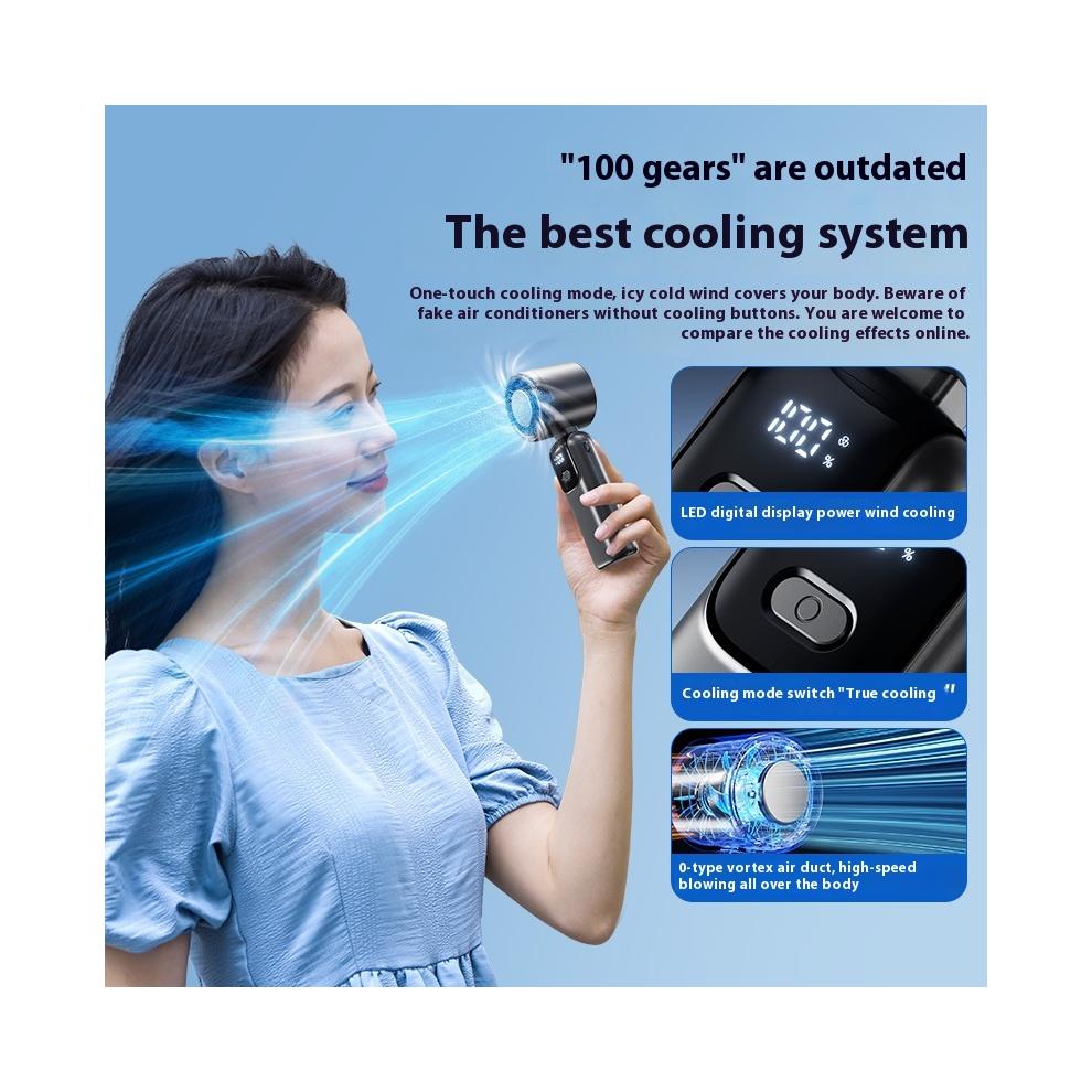 Cooling Handheld Fan High Speed Violent Fan Folding Neck Hanging Turbine Ice Compress Small Handheld Fan