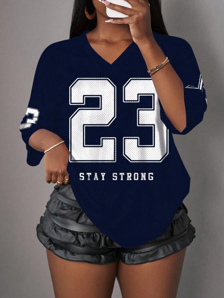 New Casual Simple Letter NO.23 Women's Pattern T-shirt Summer Sports Shirt Suitable For Basketball Games Y2k Women's Clothing