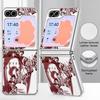 Colorful Butterfly Pattern Case For Samsung Galaxy Z FlIP 7 FE 6 5 Z Flip7 Flip6 Flip5 Luxury Plating PC+PU Leather Hybrid Folding Phone Cover