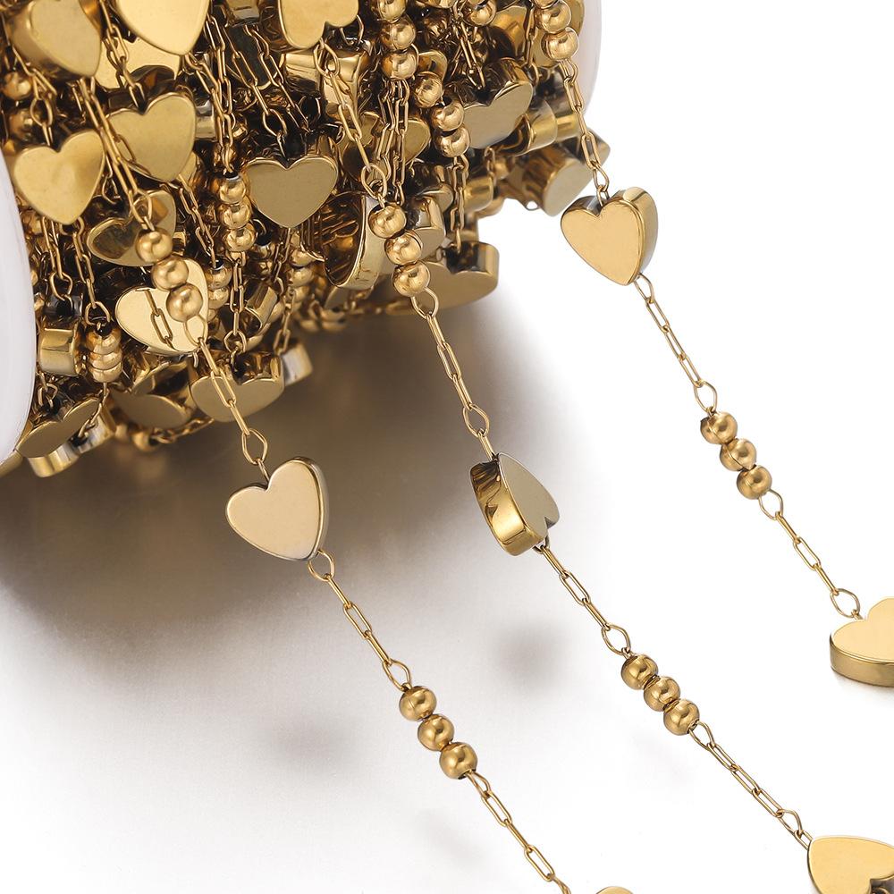 Stainless Steel Vacuum-plated Love Handmade Chain, Moon Star Bead Collarbone Chain DIY Bracelet Necklace Earrings