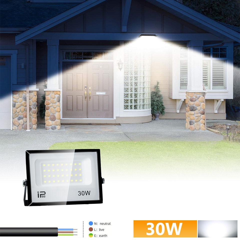 LED Floodlight AC110V/220V 20/30/50/70/100/150/200/300W Aluminum For Outdoor Lighting IP66 Waterproof Garden Courtyard Lamp