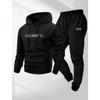 Mens Womens Casual Hooded Sweatshirt Set With Drawstring Pants Winter Warm Fleece Lined Tracksuit
