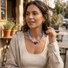 Colorful Heart Pendant Choker Square Candy Neck Chain Fashion Resin Beaded Necklace  Date