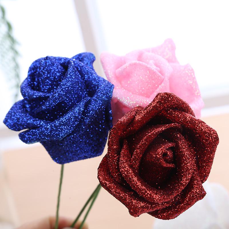 PE Gold Powder Artificial Roses for DIY Bouquets - Valentine's Day, Weddings, Flower Shops