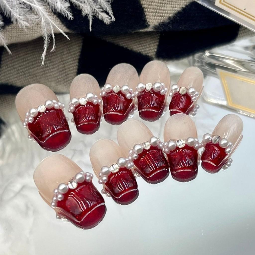 Fashionable Red Nail Art Stickers Xs S M L Sizes Handcrafted Beauty Chinese Brand Elevate Your Style