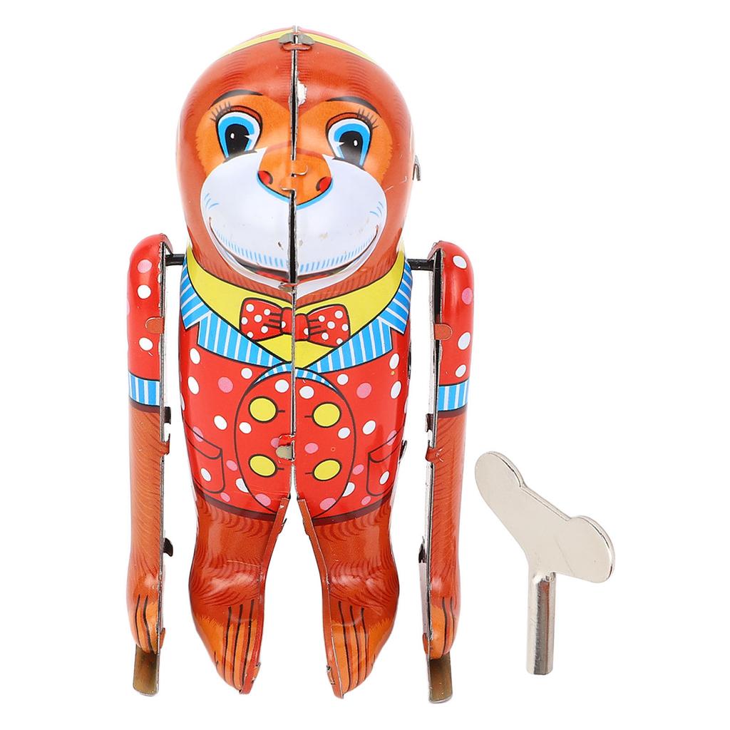 Retro Clockwork Tin Toy Handmade Fine Workmanship Wind Up Tumble Monkey for Collection Present