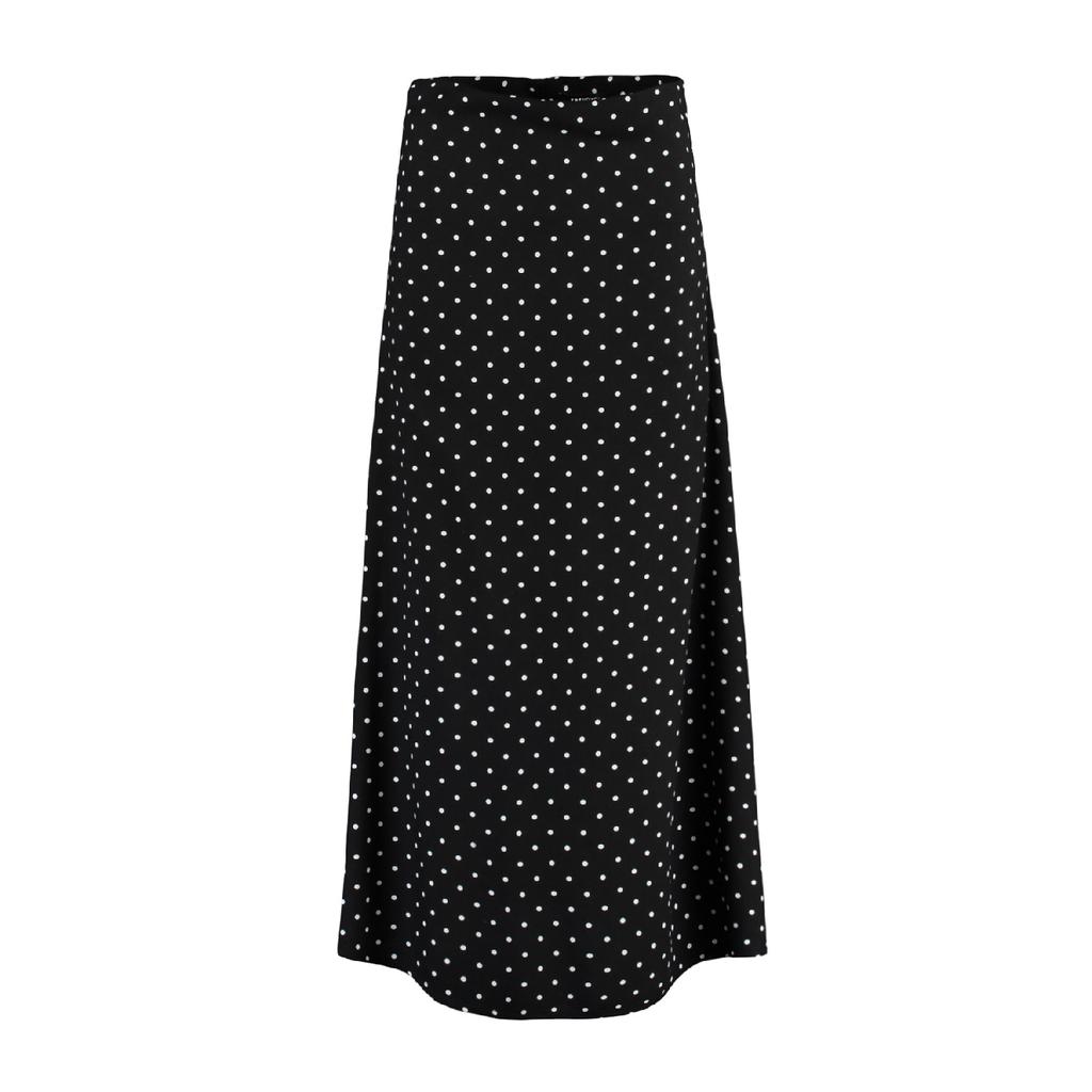 Black Polka Dot Patterned Bell Woven Skirt Tctss22ee0006