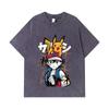 275 GSM Gewaschene T-Shirts 100% Baumwolle Pokemon V2 Ash Print Unisex Schweres Baumwoll-T-Shirt