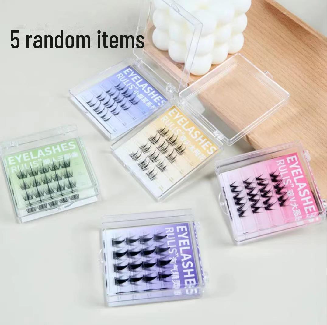 

Gentle Dessert Chef Glue-Free Blue Flower False Eyelashes - Lazy Sunflower Single Clusters No Tools