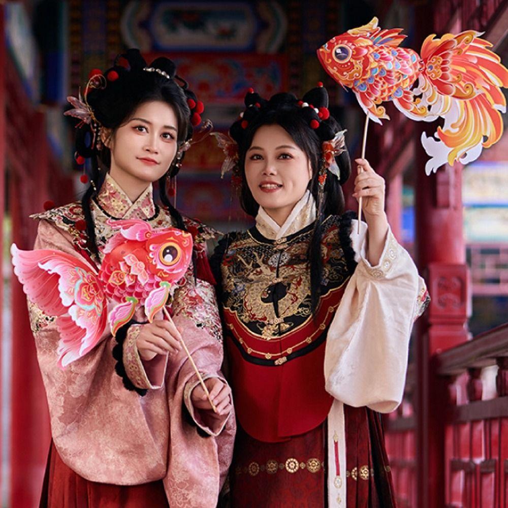 3D DIY Lantern Material Kit Fish Ancient Style Handheld Lantern Mid Autumn Lotus Lantern  Children