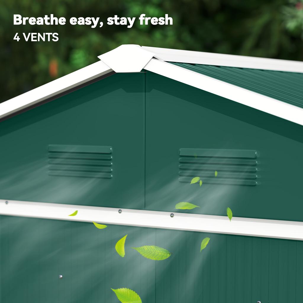 6.5ft X 3.5ft Metal Garden Storage Shed for Outdoor Tool Storage with Double Sliding Doors and 4 Vents, Green