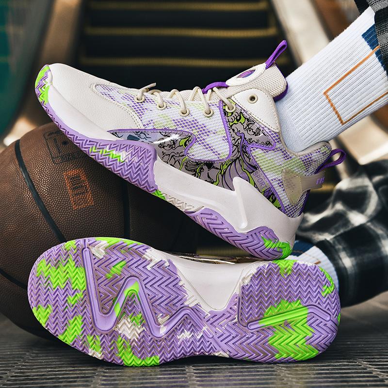 

New mesh breathable basketball shoes cement floor actual combat youth student sports running shoes 45