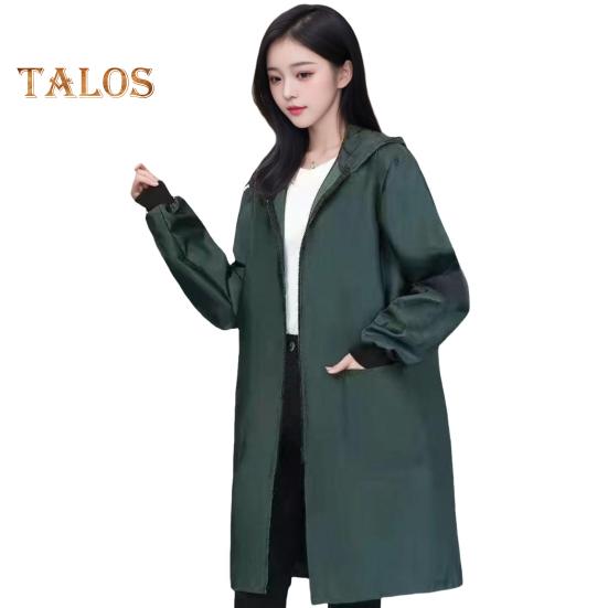 

Пальто с защитой от масла и высокой цветовой насыщенностью, женская куртка с капюшоном и длинным рукавом, термоизоляционная водонепроницаемая верхняя одежда S зелёный