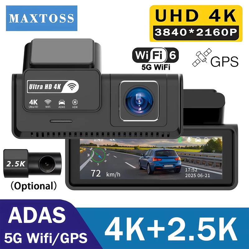 4K+2.5K Dash Cam Dual Lens 2160*3840P Recording Car Camera Built-In WiFi GPS DVR Dashcam Night Vision Video Recorder 24H Parking
