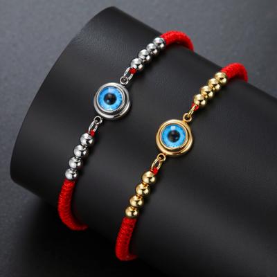 My Shape Evil Eye Bracelets for Men Women Stainless Steel Charms Bracelet Adjustable Braided Lucky Red Black Rope Jewelry Amulet