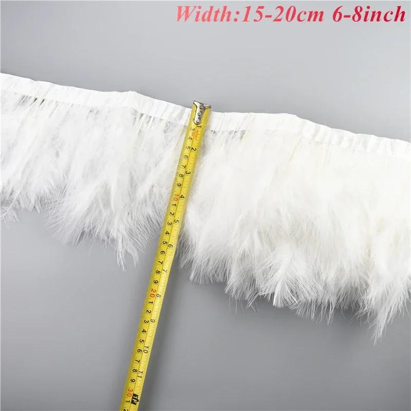 1Meters White Black Pheasant Feathers On Tape Ribbon Turkey Ostrich Fringe Feather Trim Goose Marabou Sewing Clothes DIY Plumes