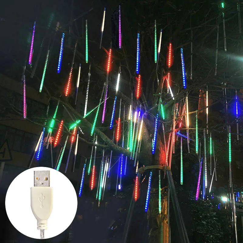 

8 трубок светодиодный метеоритный дождь питание от USB сказочное праздничное освещение 2025 Рождество украшение для дома свадьба сад спальня USB-30CM-8Tubes