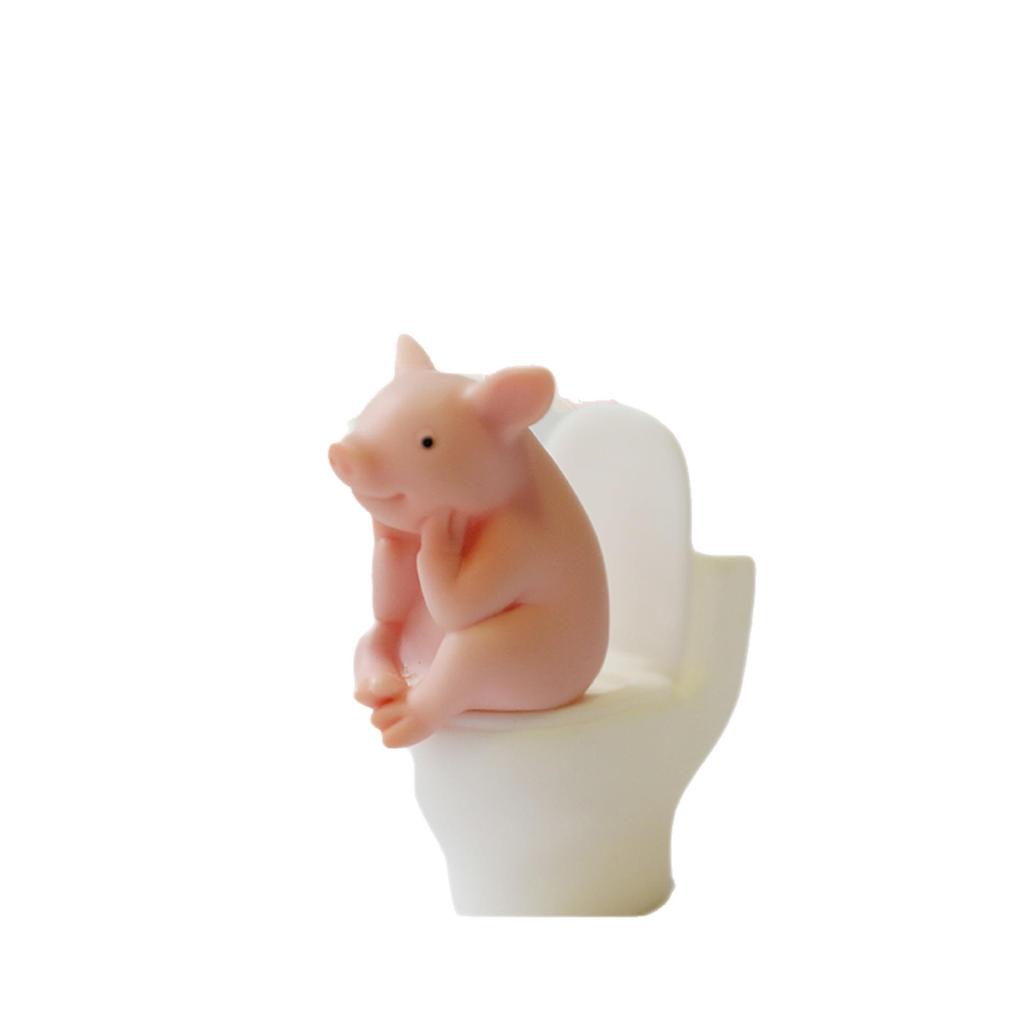 Entzückende Silikon-Schwein-Toilettendekoration - Tierisches Schreibtischornament & Personalisiertes Geschenk