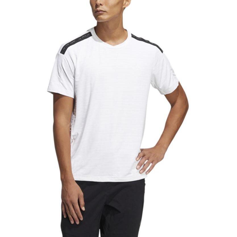Adidas T Shirts Men's White V Neck Moderate Straight Fit HE9942