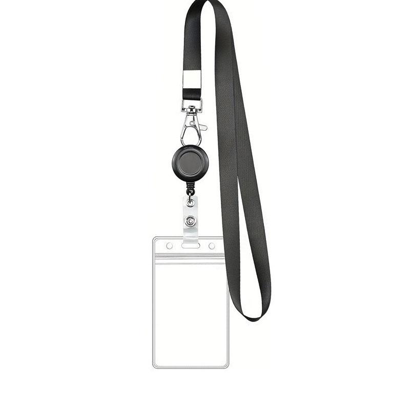 

1/2/3 st PVC ID-kortshållare med utdragbar snodd, spänne och krok - Justerbar ID-bricka med halsrem