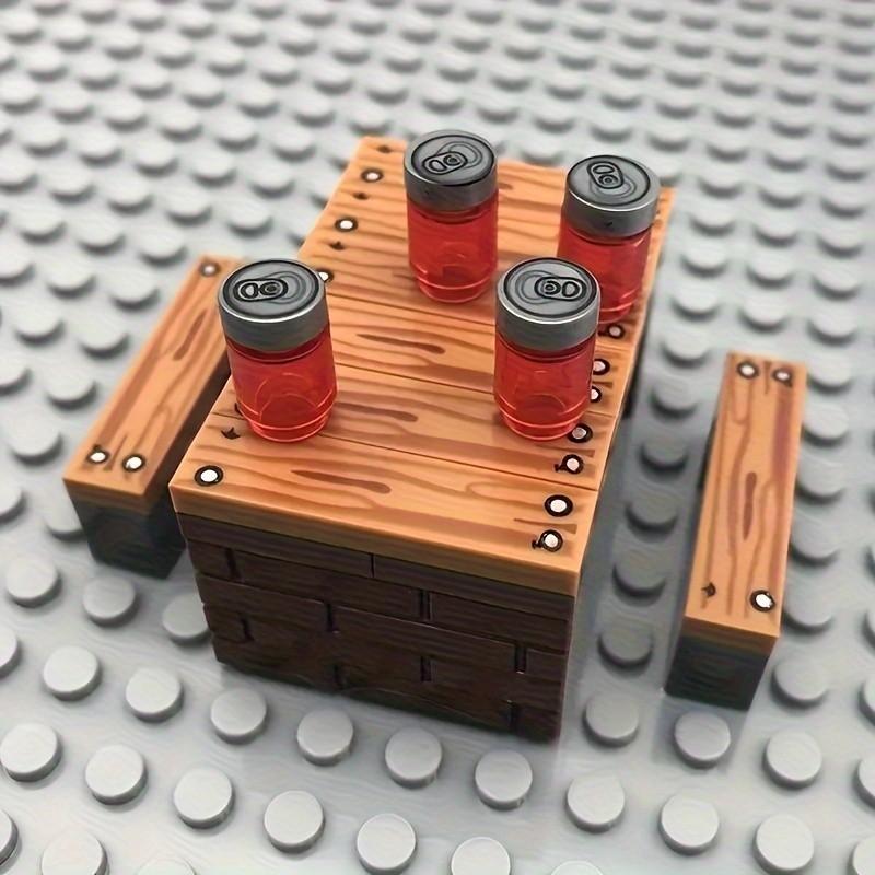 20pcs MOC Scene Toys Small Particle Building Block Scene Accessories 1x4 Flat Wood Grain With Nail Printing Wooden Board Accessories