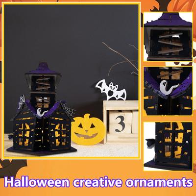 Kreative 3D DIY Halloween Spukhaus Dekorationen Holz Partydekorationen