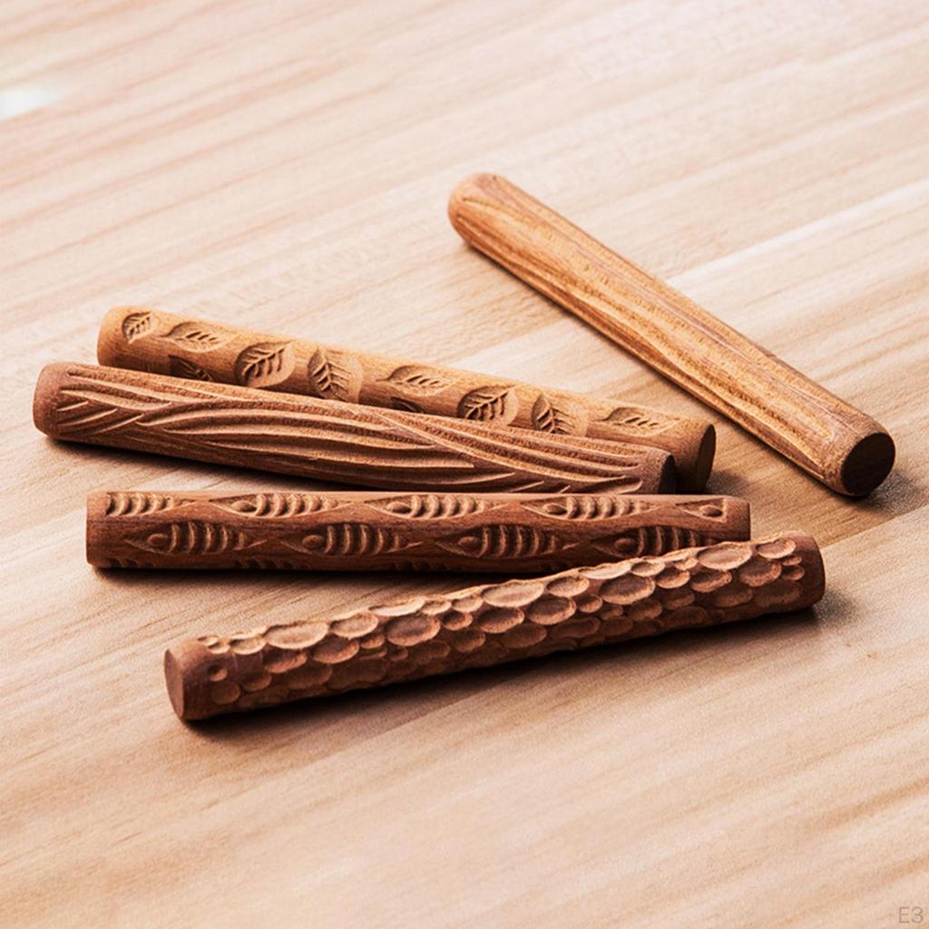 Ceramic Tool Wood Carving Pottery Texture Roller Embossed Roll DIY Sculpture Modeling Clay Mold