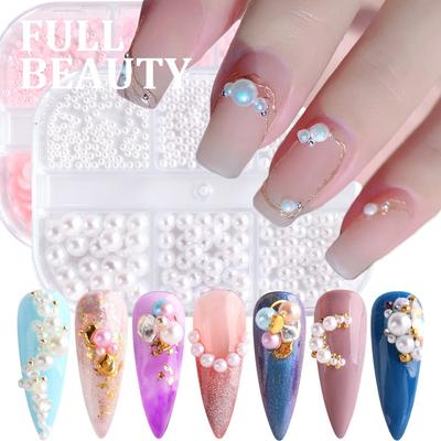 6 stylów Nail Art Abalone Shell Cekiny 3D Wielowymiarowe cyrkonie Perła Biżuteria DIY Manicure Dekoracje