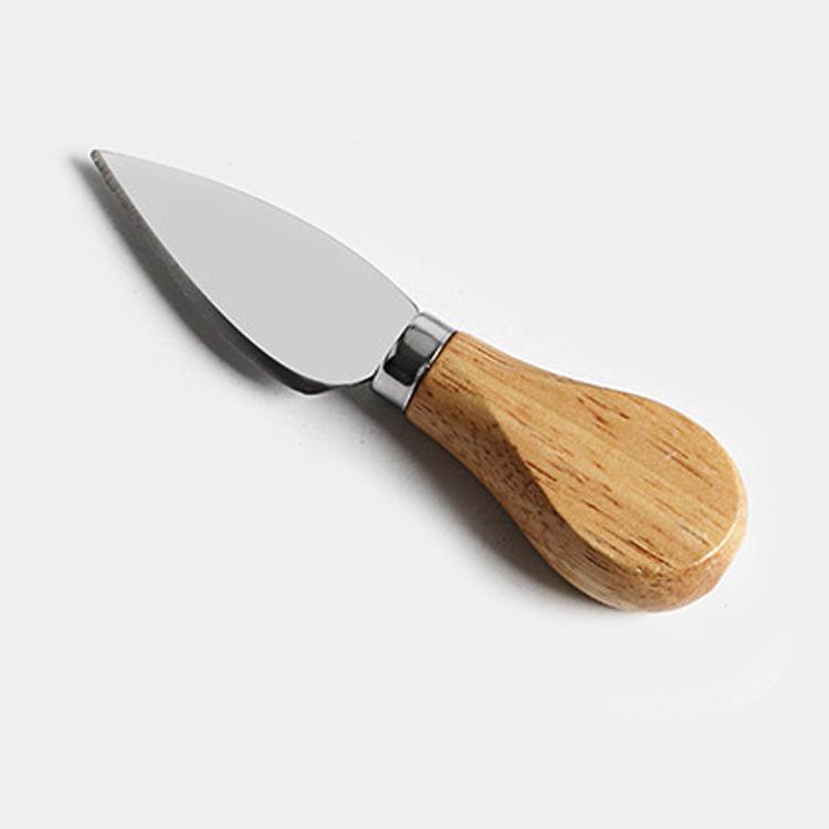 Stainless Steel Cheese, Butter, and Pizza Knife Set with Wooden Handle