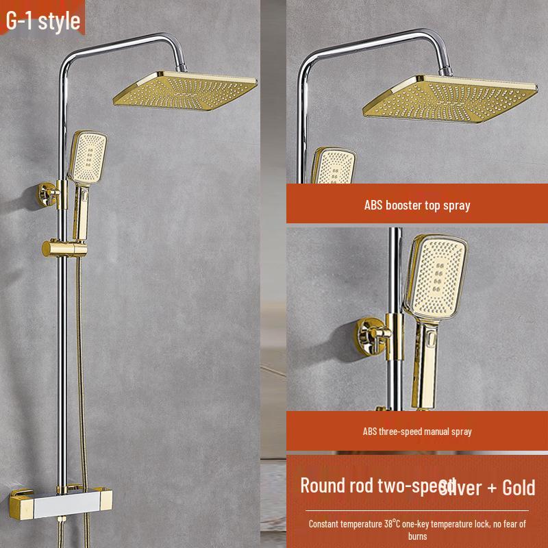 Thermostatic Shower Set with One-Touch Temp Lock & Boost Shower Head