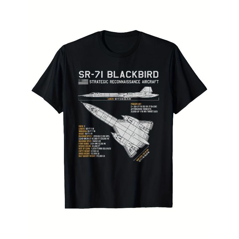 Sr71 Blackbird Reconnaissance Aircraft Blueprint Data Tshirt Unisexs Tshirt Suitable For All Seasons Unisex Casual Streetwear