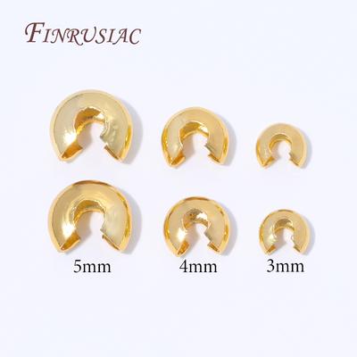 50/100Pcs 18K Gold Plated Crimp Covers,Round Covers Open Crimp End Beads,Stopper Spacer Beads For DIY Jewelry Making Supplies