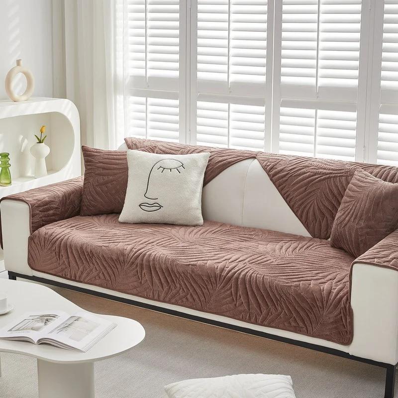 Thicken Warm Sofa Cover for Living Room Velvet Plush Sofa Mat Towel Non-Slip Chaise Lounge L Shape Couch Slipcover Armrest Cover