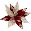 Addobbo Ghirlanda Floreale di Natale 29CM con Tessuto Floccato Glitterato e Paillettes Scintillanti per Progetti Fai-da-Te Festivi