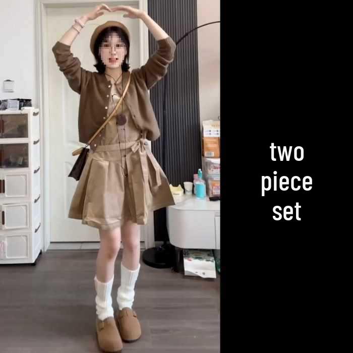 Женский осенний комплект платья-жилета во французском стиле в корейском стиле Extra Large