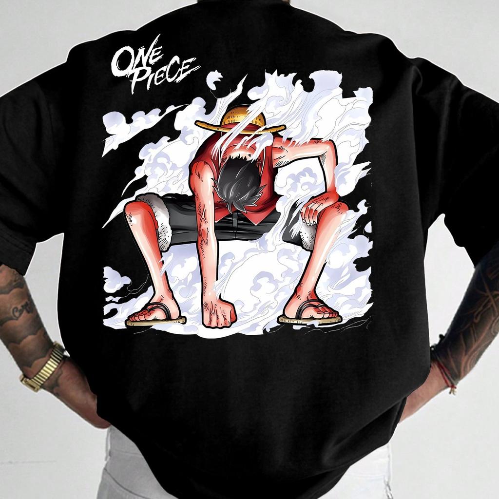 ONE PIECE Luffy Printed Summer T-shirt Men Women Leisure Sports Loose Comfortable Pure Cotton Oversized Short-sleeved Animation