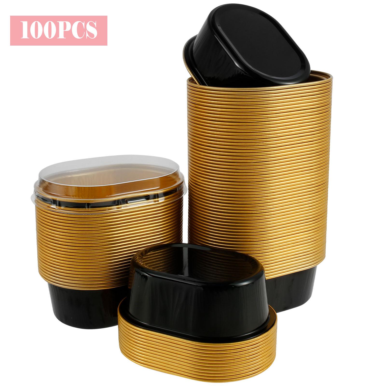 

200Set/100Set Aluminum Foil Cake Container 68ml Cake Pans Liners with Lids Heat-Resistant Foil Baking Cups Cake Pan Kitchen Tool