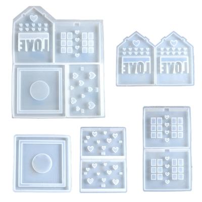 Valentins Day Silicone House Ornament Making Mold for Candle and Night Lights with Heart and House Designs