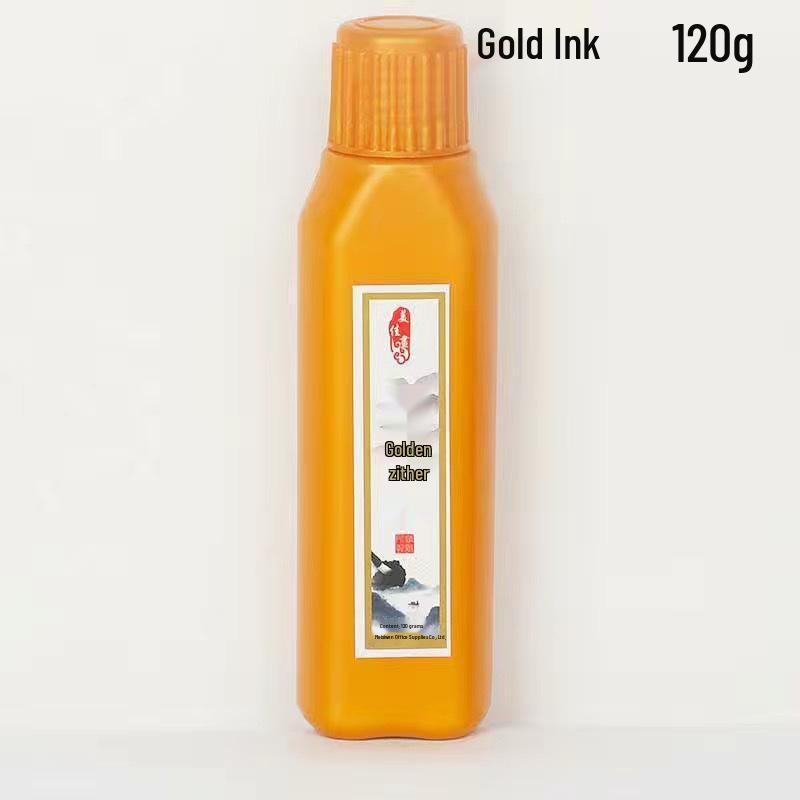 Goldene Indische Tinte für Kalligraphie & Pinselmalerei - Ideal zum Kopieren des Herz-Sutras & zum Erstellen Goldener Couplets.