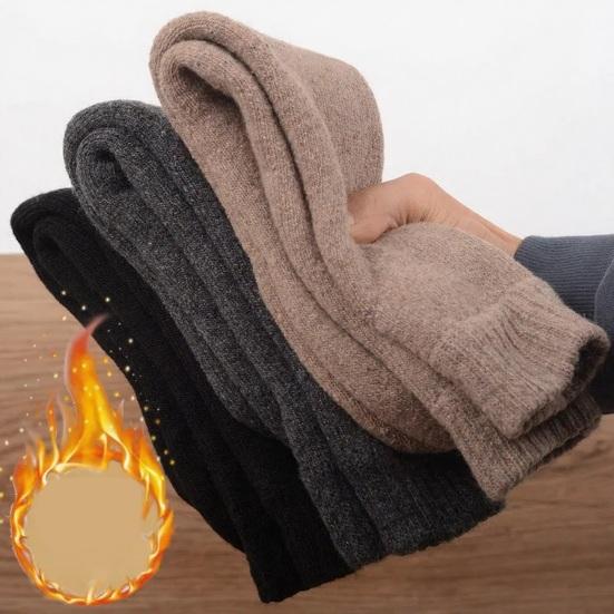 Herren Wollmischsocken Dehnbare Verdickte Freizeitsocken mit Elastischen Bündchen Warme Winterstiefelsocken für Arbeit Wandern Tägliche Erledigungen